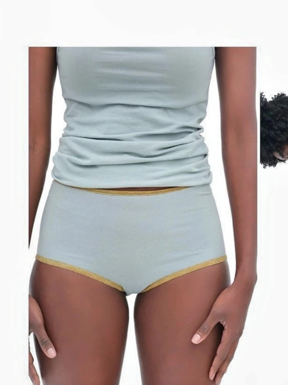 3 Pairs UNWORN Dômi Lace Trim Panties in Green & White & Blue